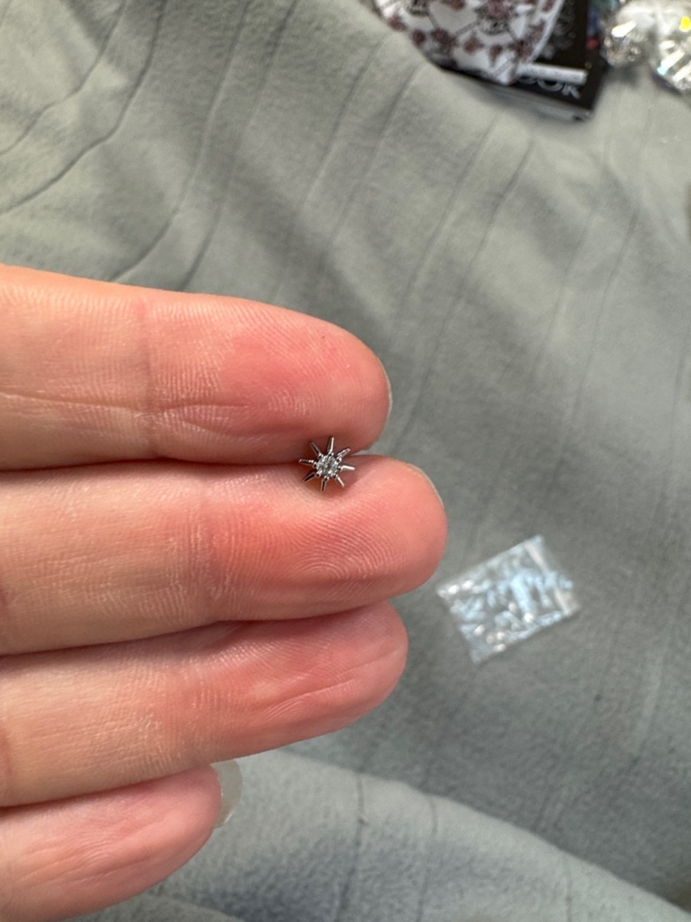 Sterling Silver Starburst Cubic Zirconia Stud Earring - White
